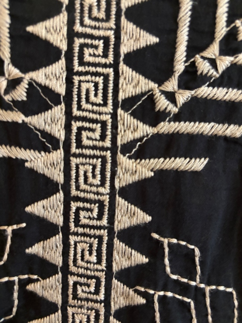 Johnny Was Black Tunic with White Geometric Embroidery - Picture 5 of 5